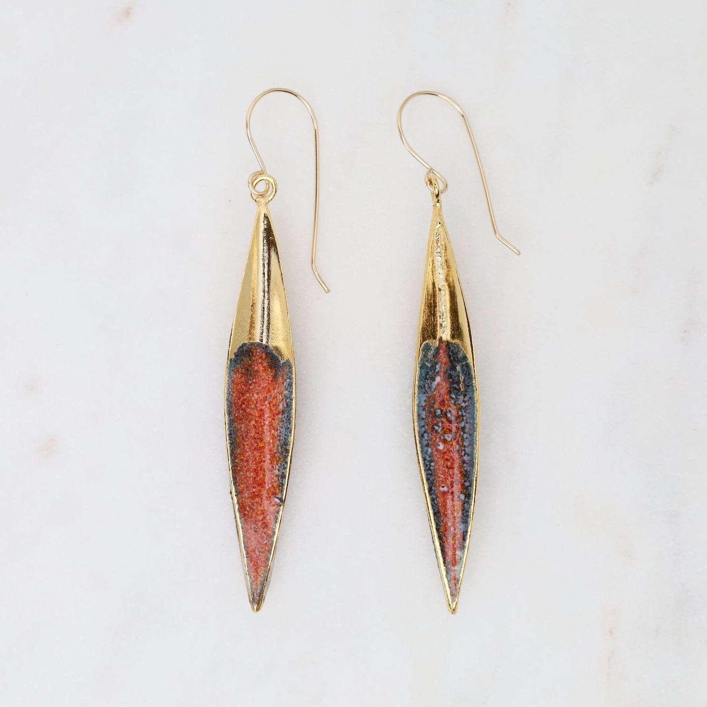 EAR-GPL Large Architectural Pod Earrings - Rusty Orange