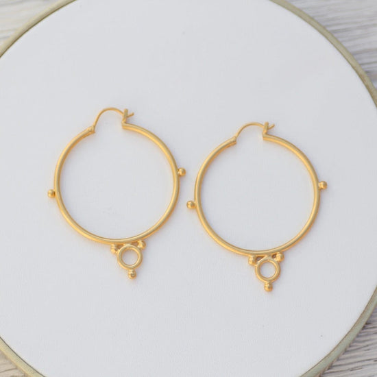 EAR-GPL Large Hoops with Ring and Balls - Gold Plated