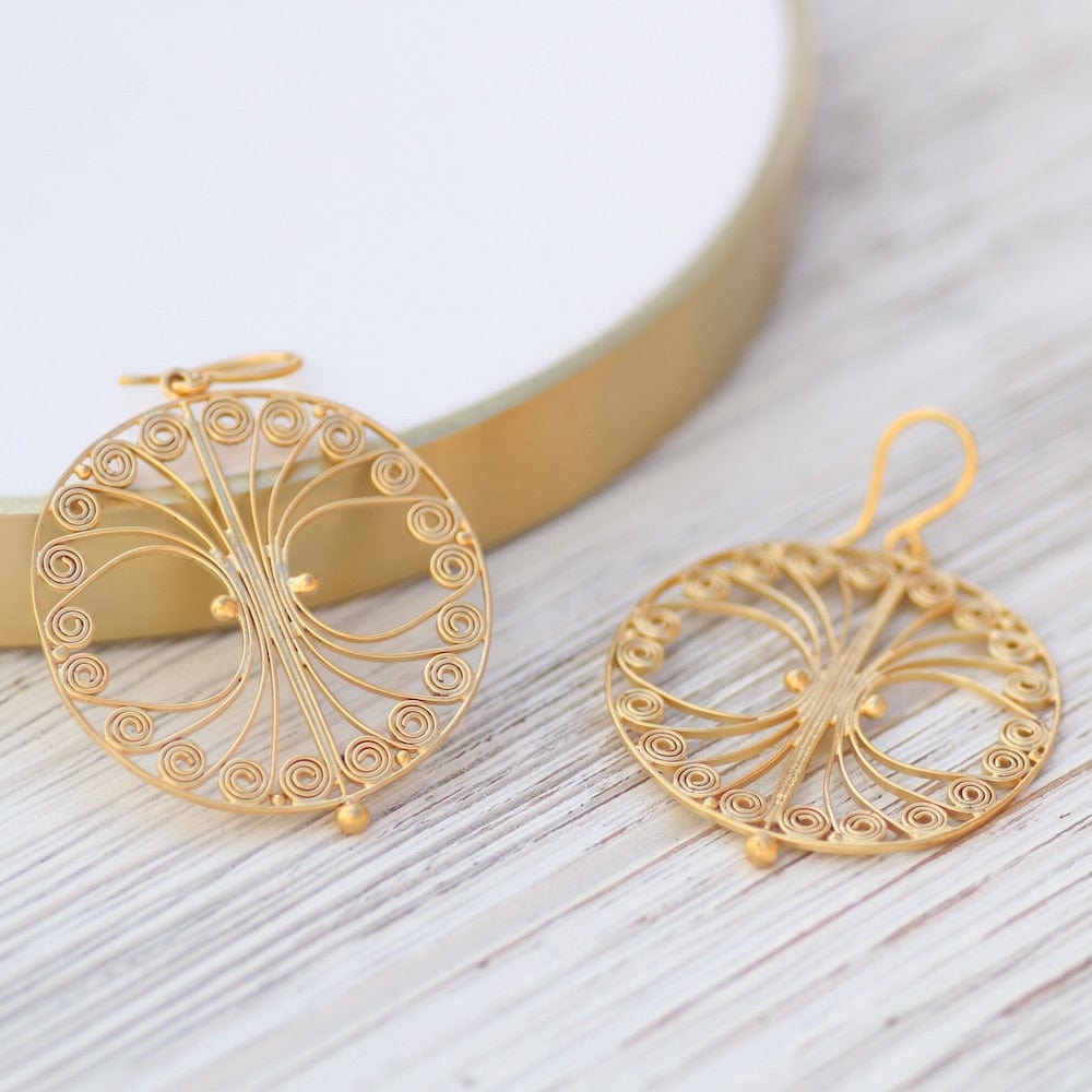 EAR-GPL Large Open Filigree Circle Drop - Gold Plate