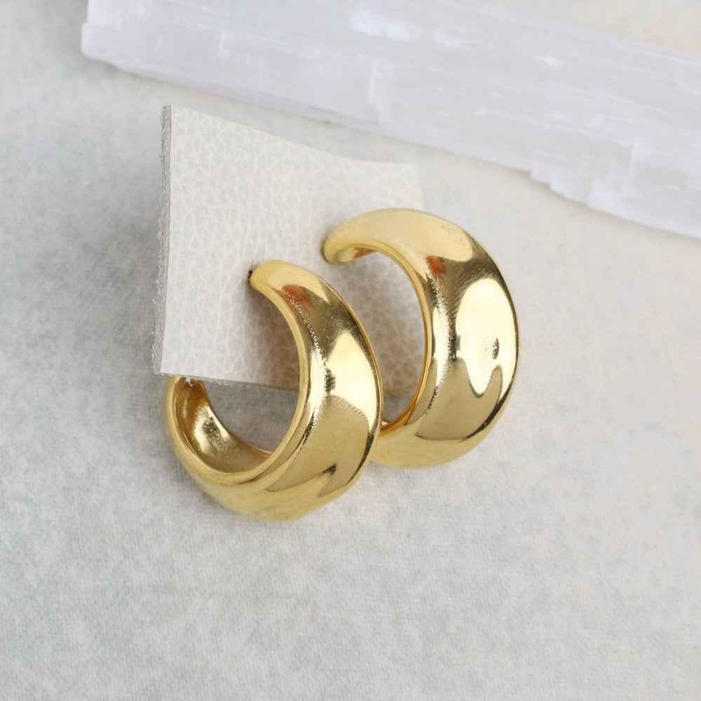 EAR-GPL LEA // Domed hoop earrings - 18k gold plated stain