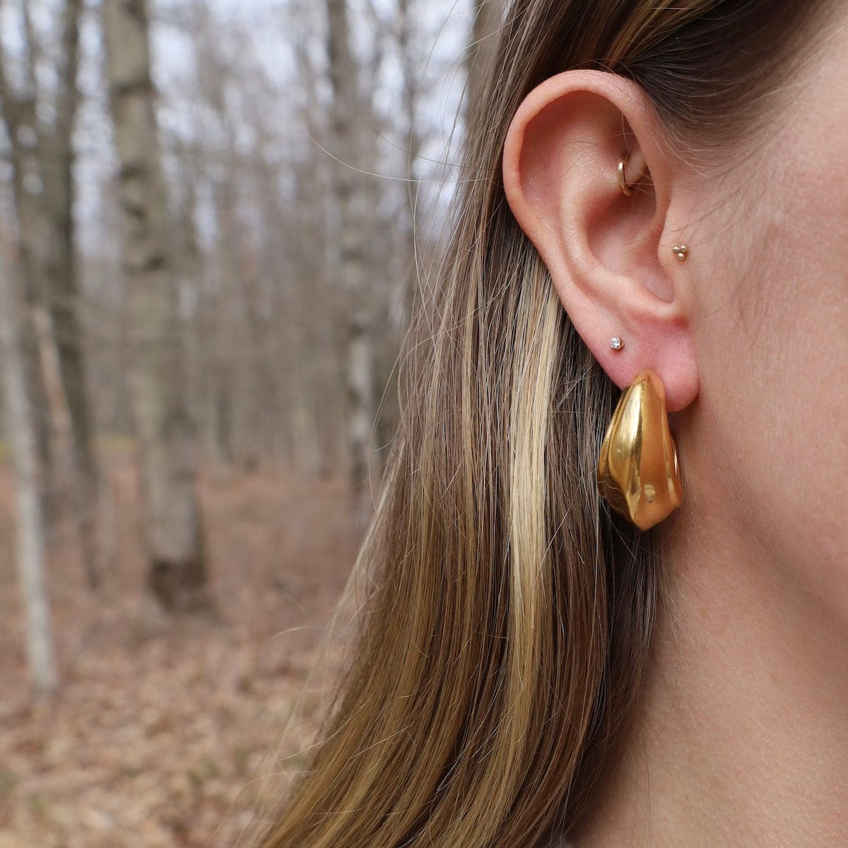 EAR-GPL LEA // Domed hoop earrings - 18k gold plated stain