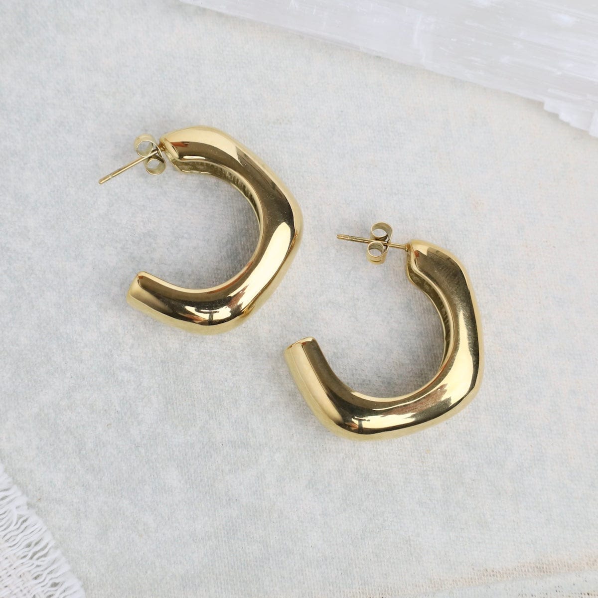 EAR-GPL LEONE // Square hoop earrings - 18k gold plated st