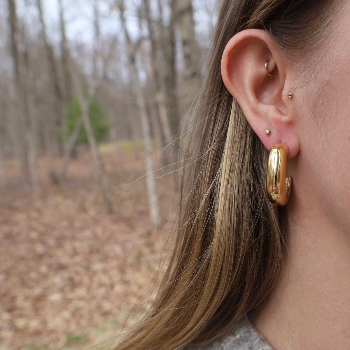 EAR-GPL LEONE // Square hoop earrings - 18k gold plated st