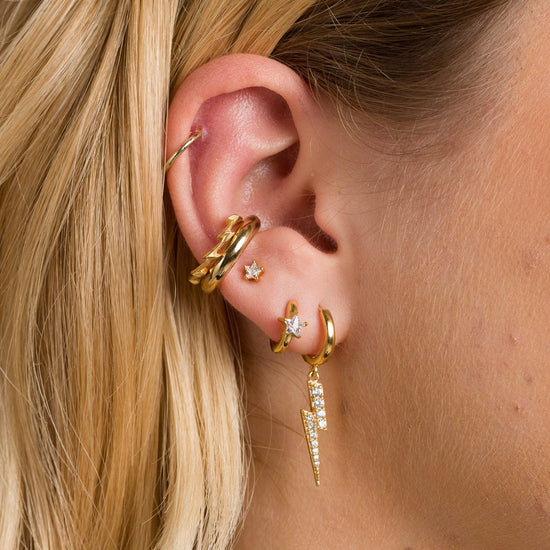 EAR-GPL Lightning Hoop Earrings - 18k Gold Plated Sterling