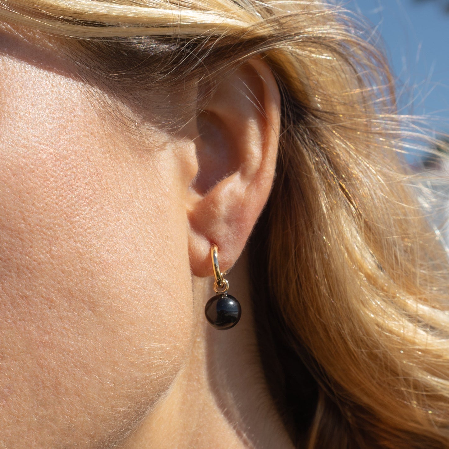 EAR-GPL Lucille Onyx Hoop Earrings