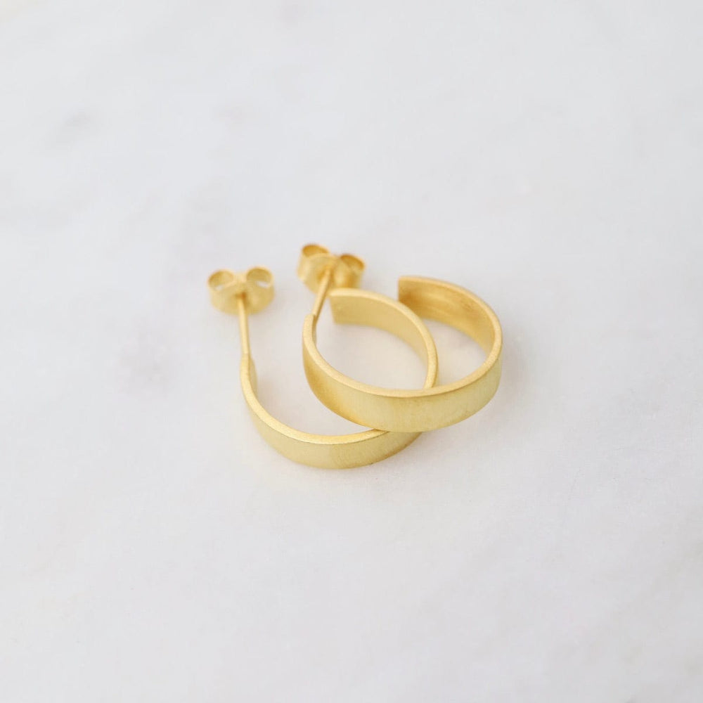 EAR-GPL Matte Gold Round Hoops with Posts