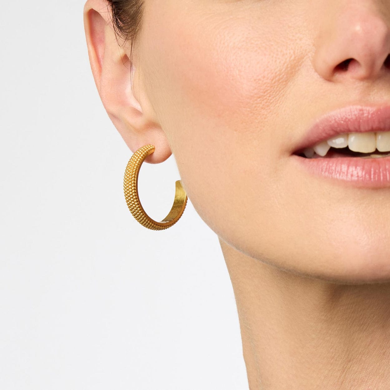 EAR-GPL Medium Beaded Eternity Hoop Earrings
