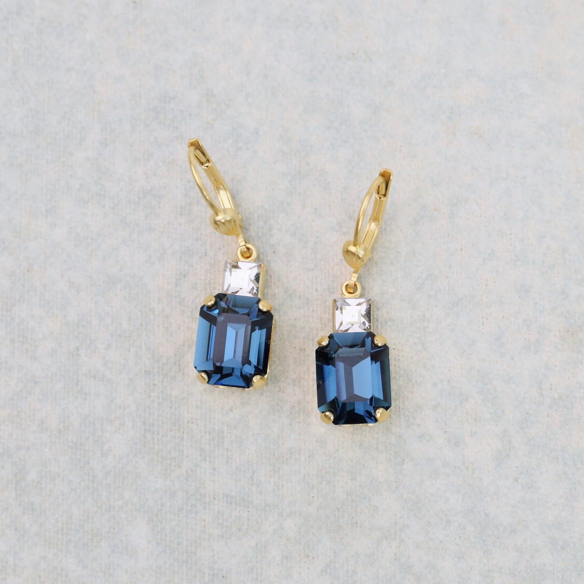 EAR-GPL Midnight Crystal Rectangle Earrings - Gold Plate