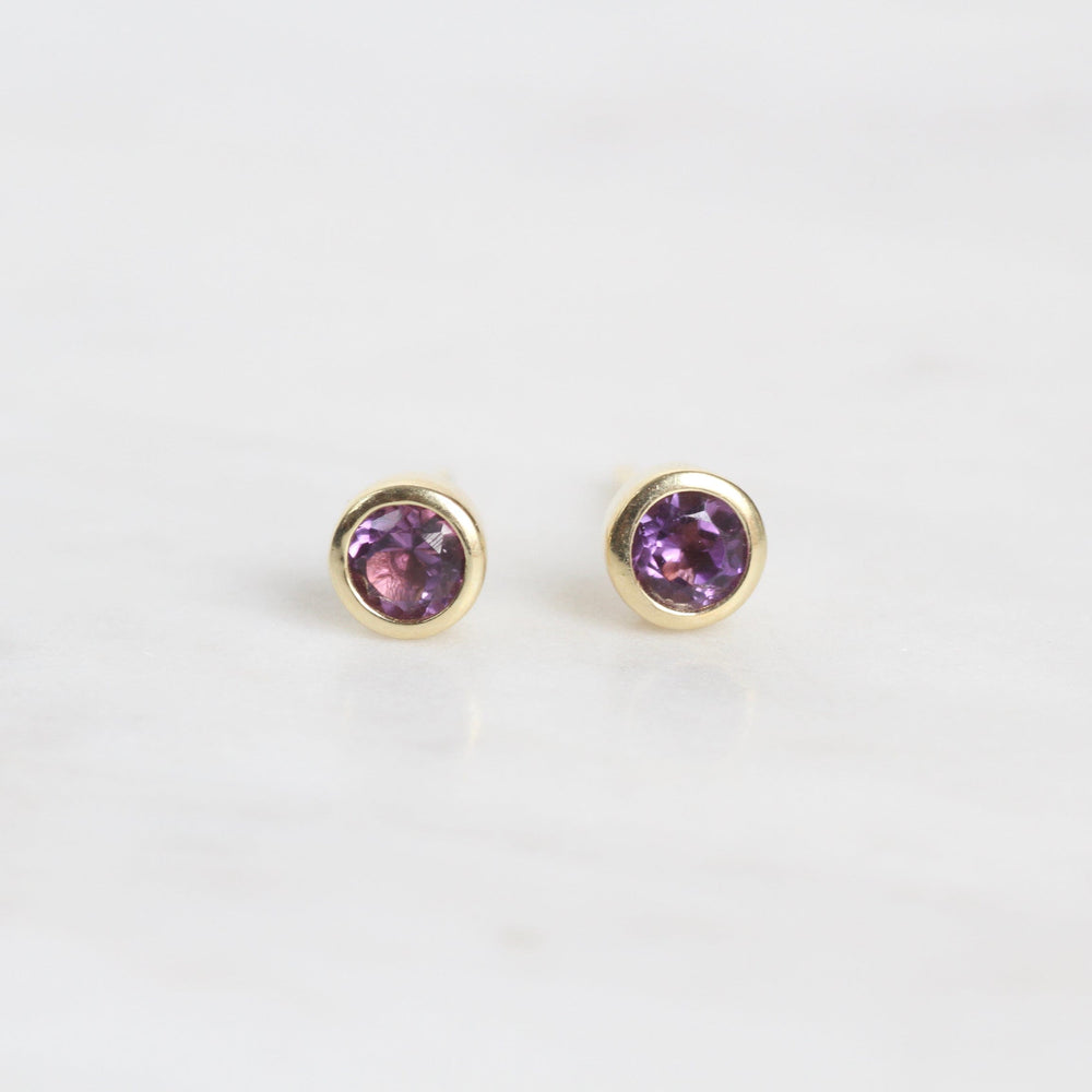 EAR-GPL Mini Amethyst Dot Post Earring ~ Gold Plated