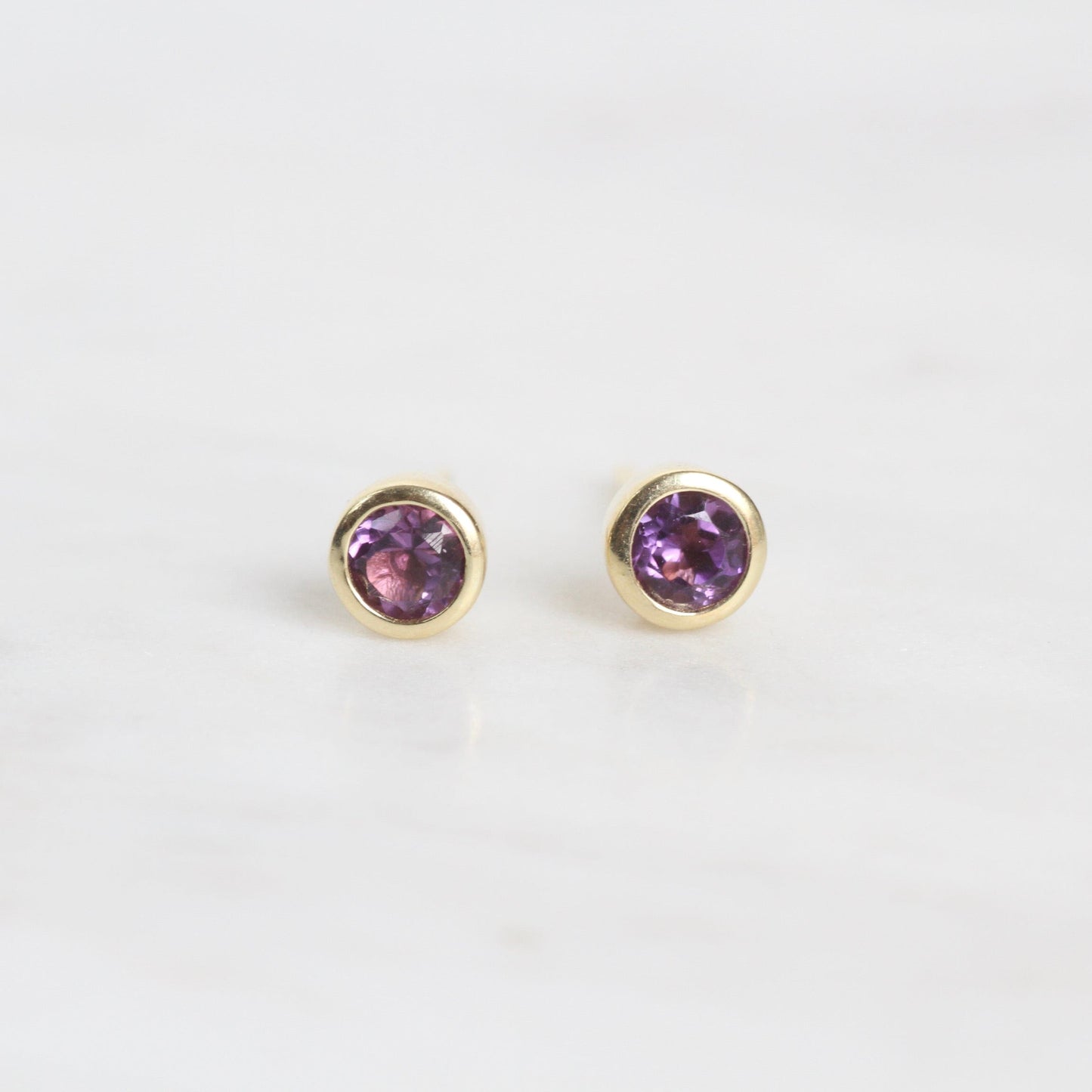 EAR-GPL Mini Amethyst Dot Post Earring ~ Gold Plated