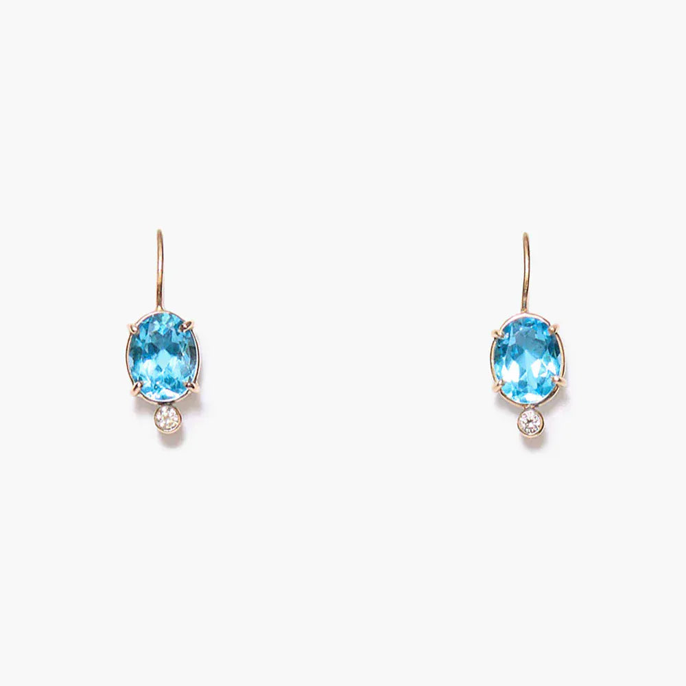 EAR-GPL Mini Chapel Earrings Blue Topaz & Diamond