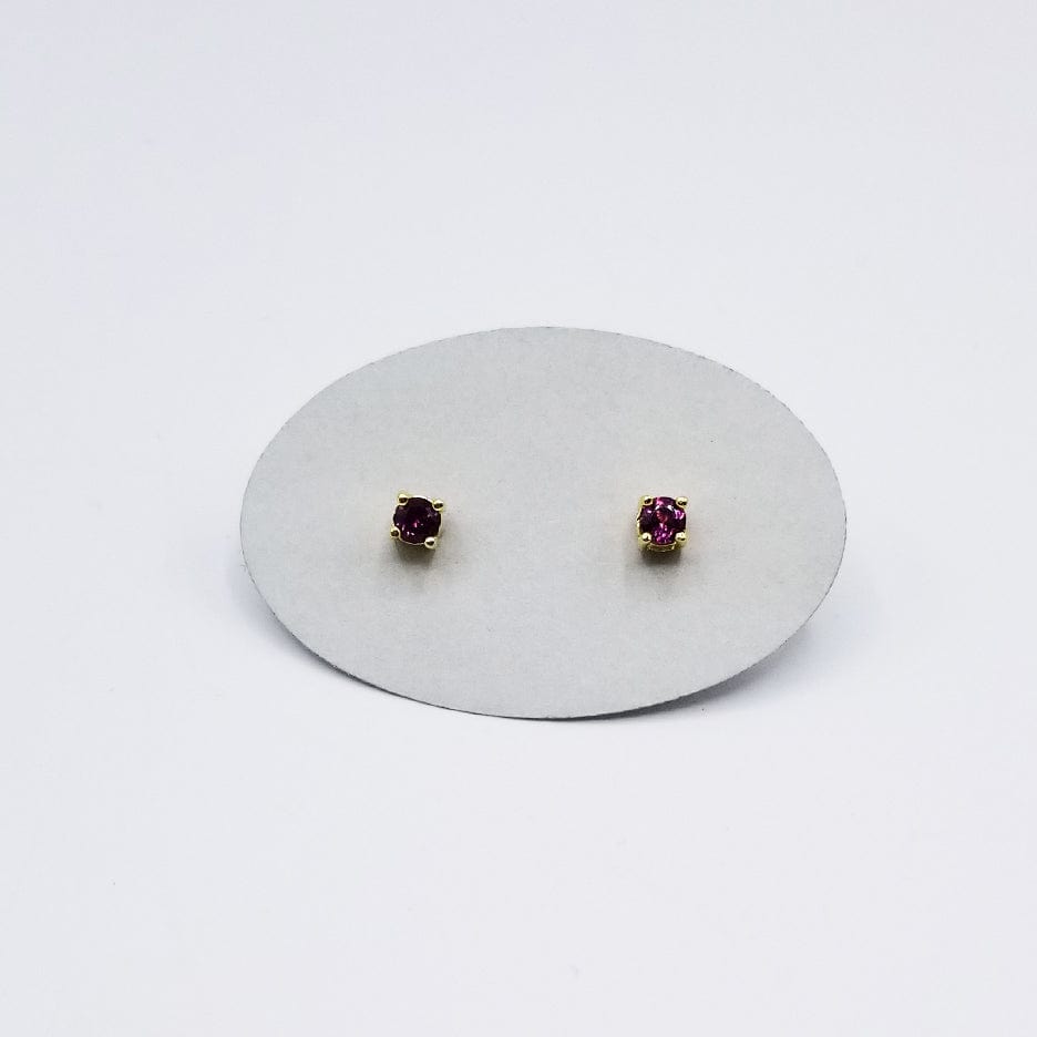 EAR-GPL Mini Rhodolite Garnet Post Earring ~ Gold Plated