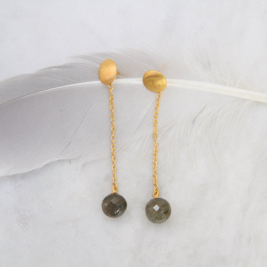 EAR-GPL Moon Chain Round Faceted Labradorite Earring