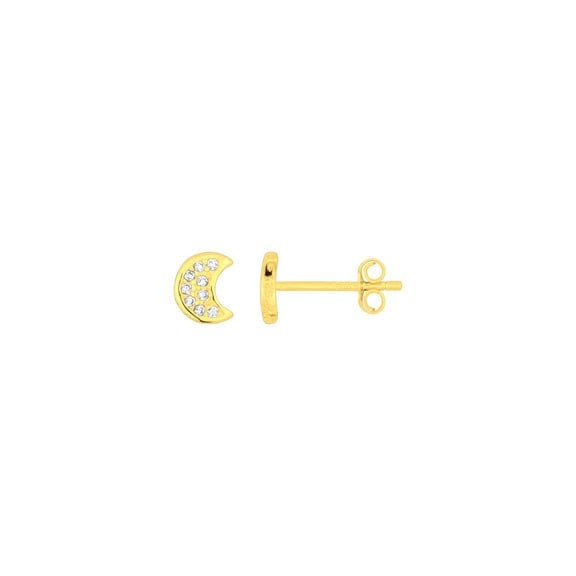 EAR-GPL Moon Studs -  14k Gold Plated Sterling Silver