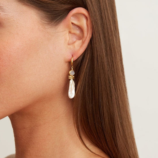 EAR-GPL Moonstone Pearl Drop Earrings