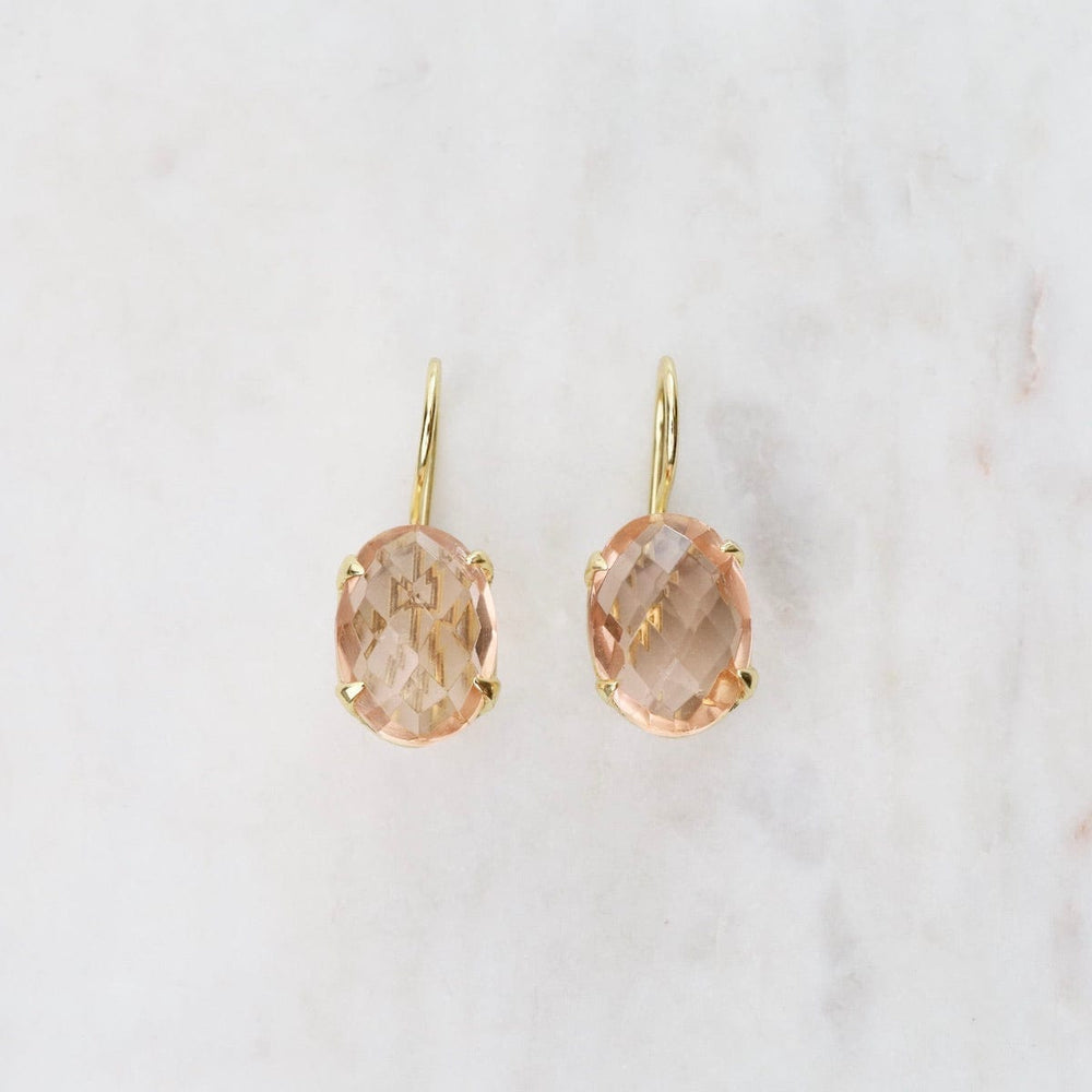 EAR-GPL Morganite Oval Prong Set Gemstone Earrings