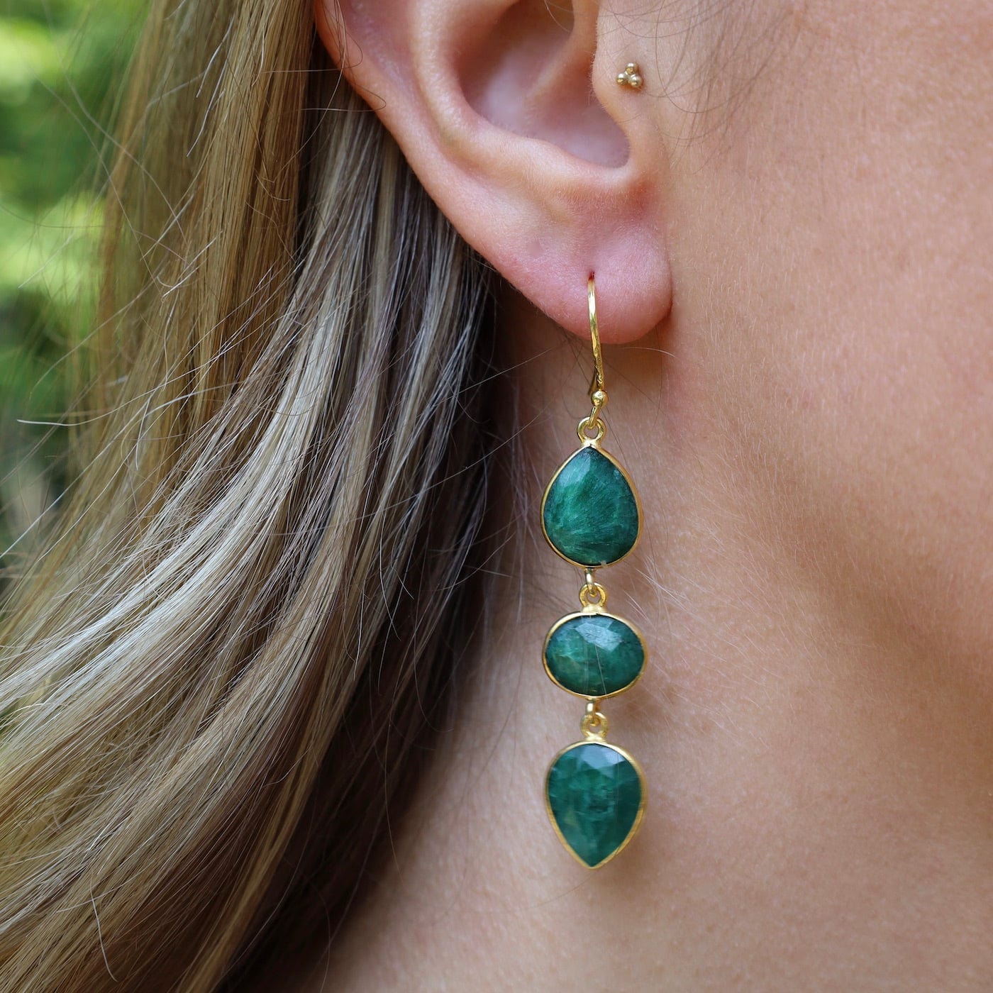 EAR-GPL Natural Green Sillimanite Dangle Earrings