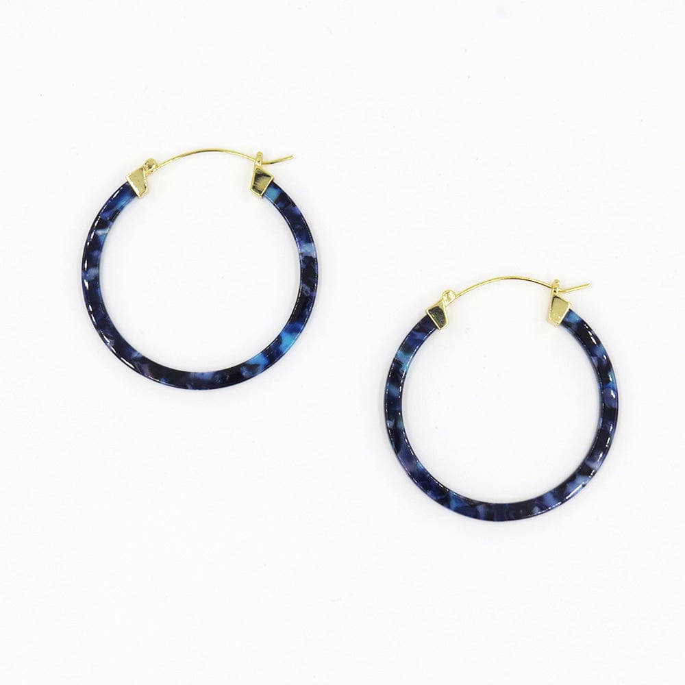 EAR-GPL NAVY RESIN HOOP EARRING 50mm