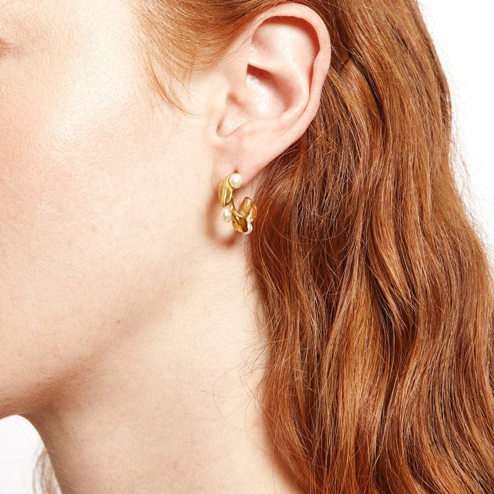 EAR-GPL OLIVE BRANCH HOOP EARRINGS MINI GOLD