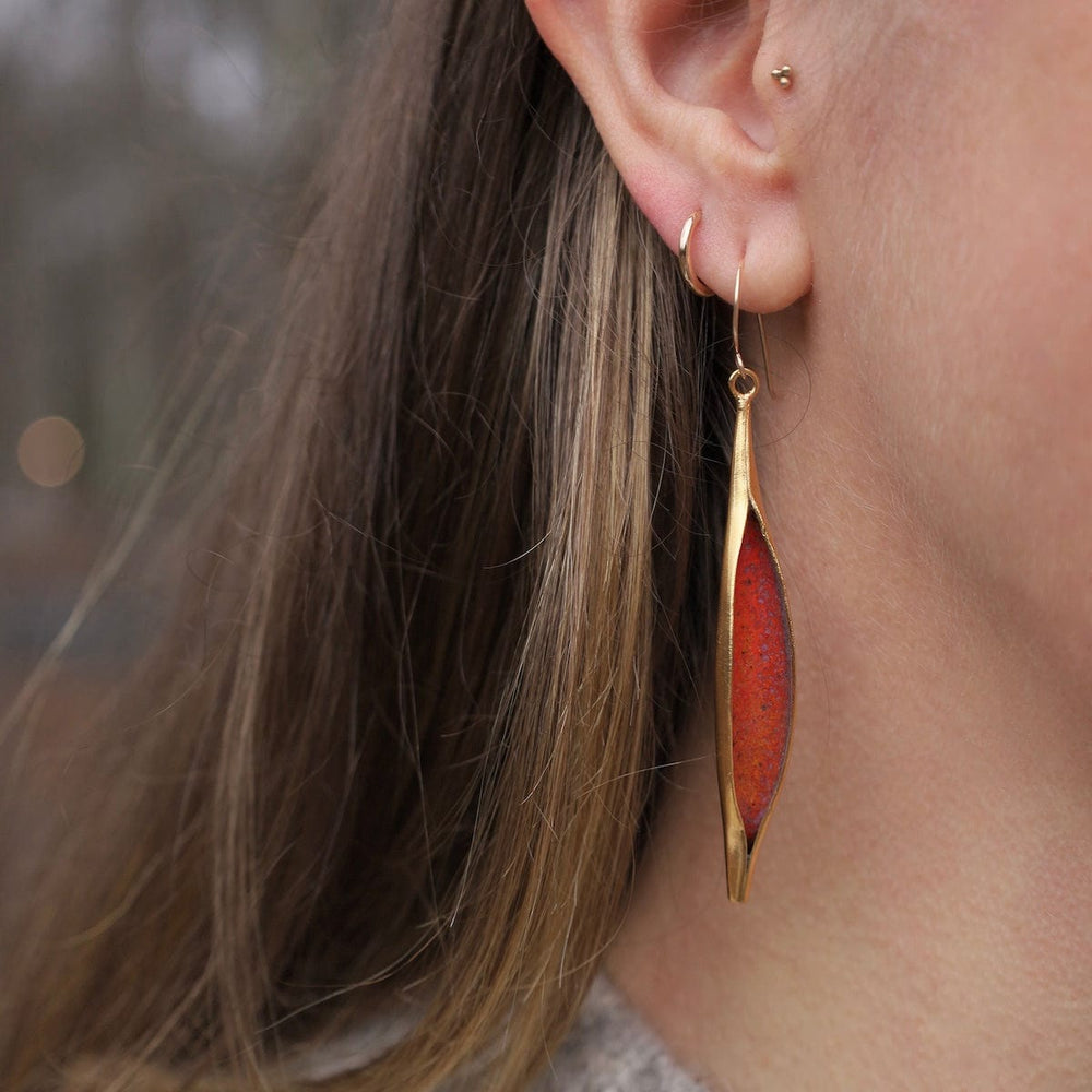 EAR-GPL Opening Pod Earrings in Blaze Orange