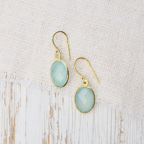 EAR-GPL Oval Aqua Chalcedony Earrings
