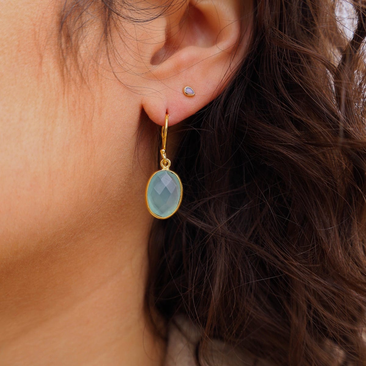 Gold on sale chalcedony earrings