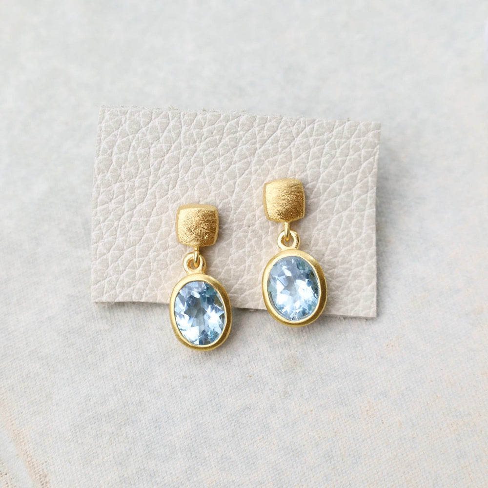 EAR-GPL Oval Blue Topaz Post Earrings