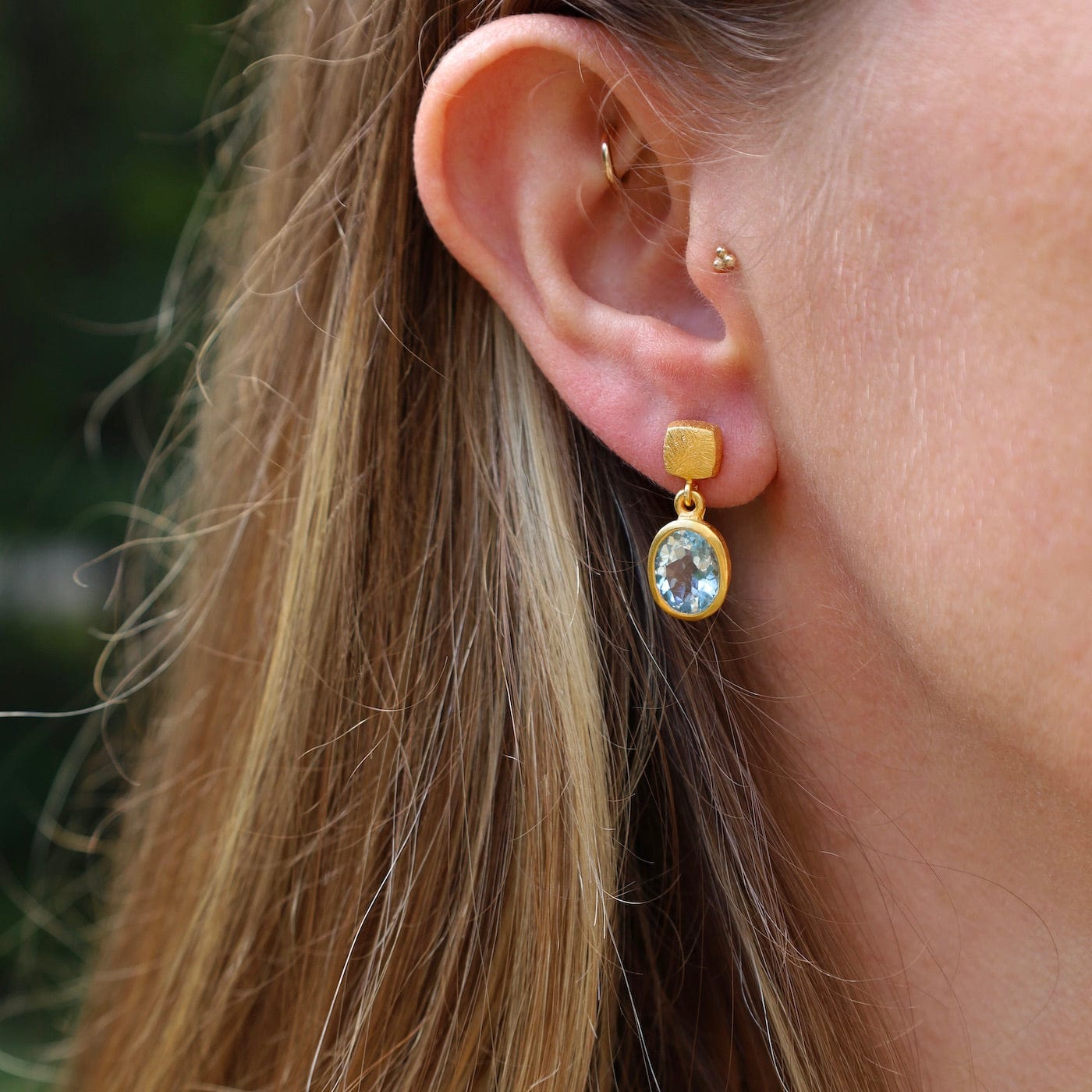 EAR-GPL Oval Blue Topaz Post Earrings