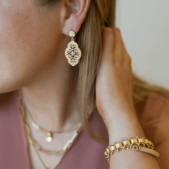 EAR-GPL Oval Gold Lace Earrings