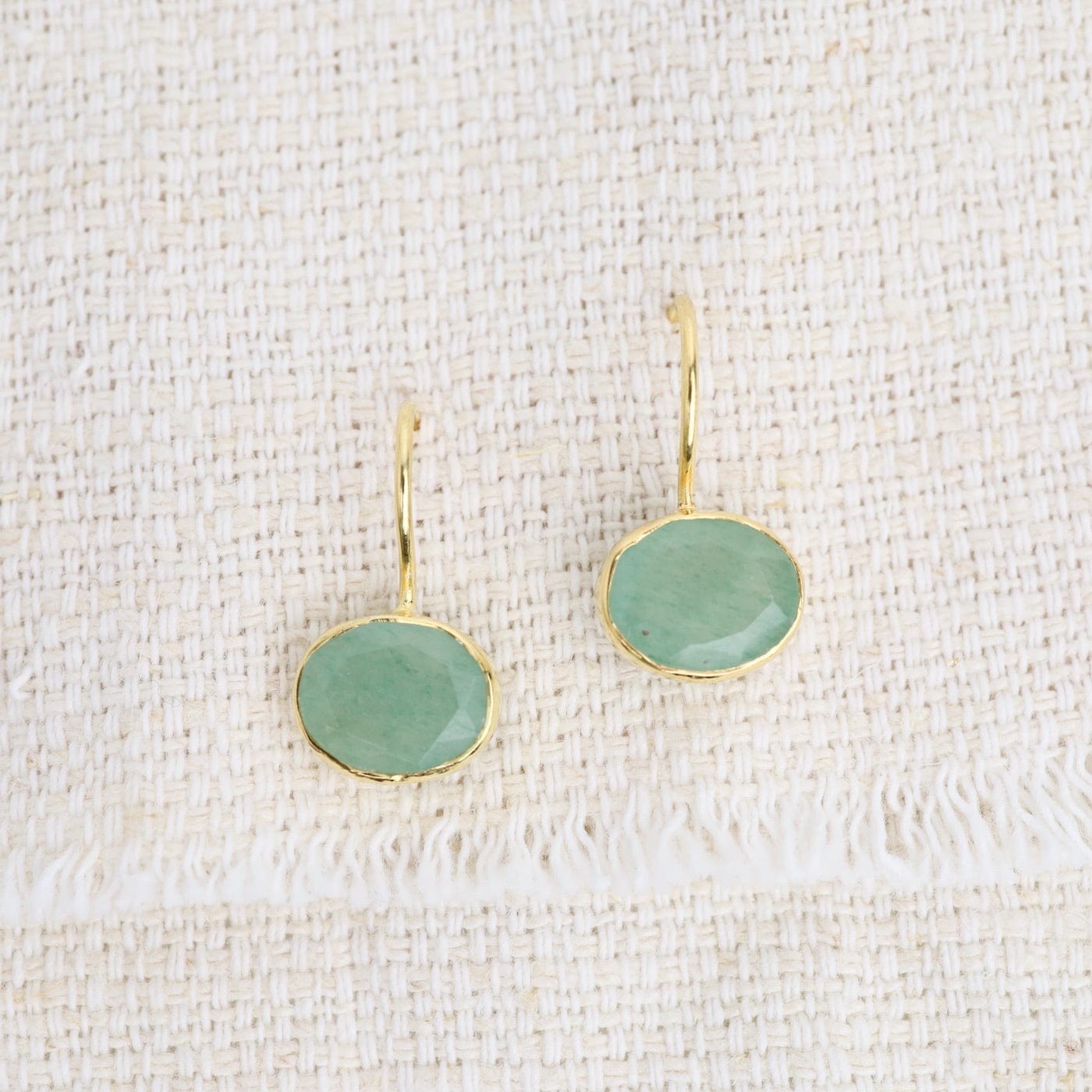 EAR-GPL Oval Green Aventurine Earrings