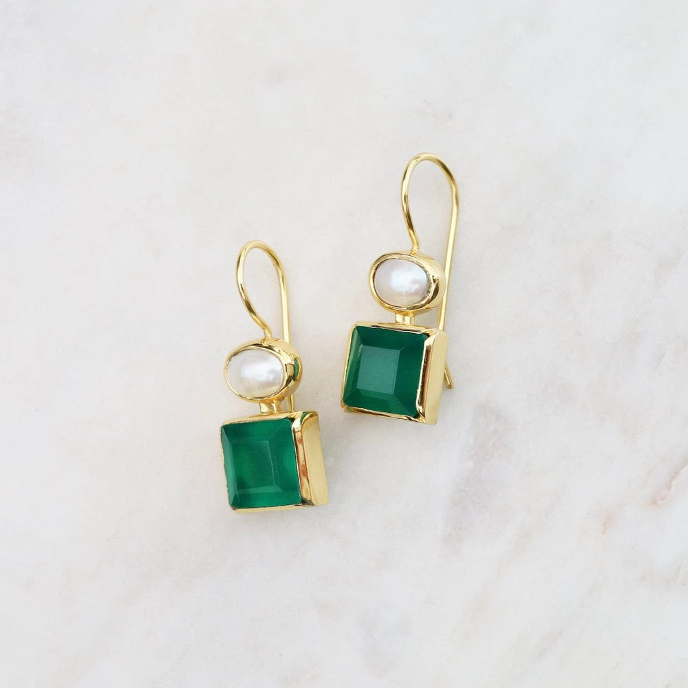 
                      
                        EAR-GPL Oval Pearl & Square Green Onyx Earrings Gold
                      
                    