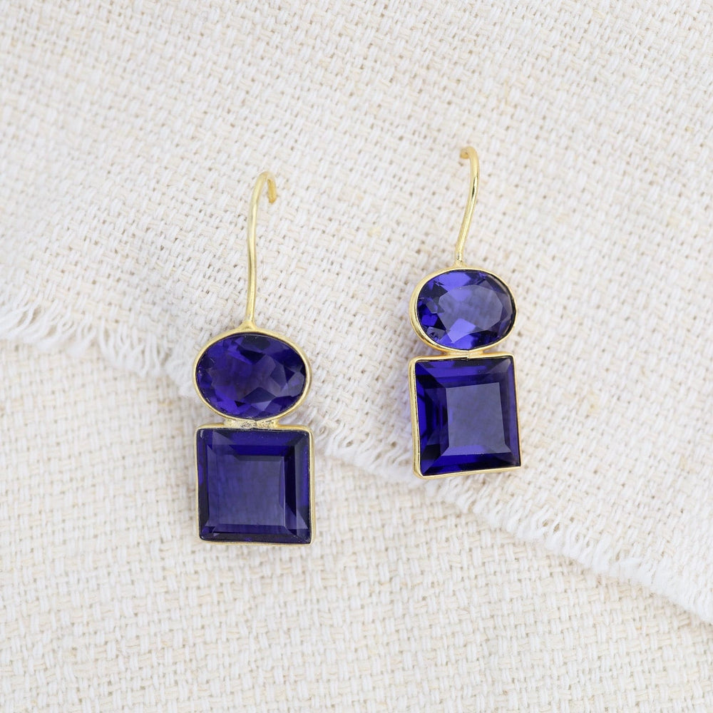 EAR-GPL Oval Square Blue Iolite Earrings