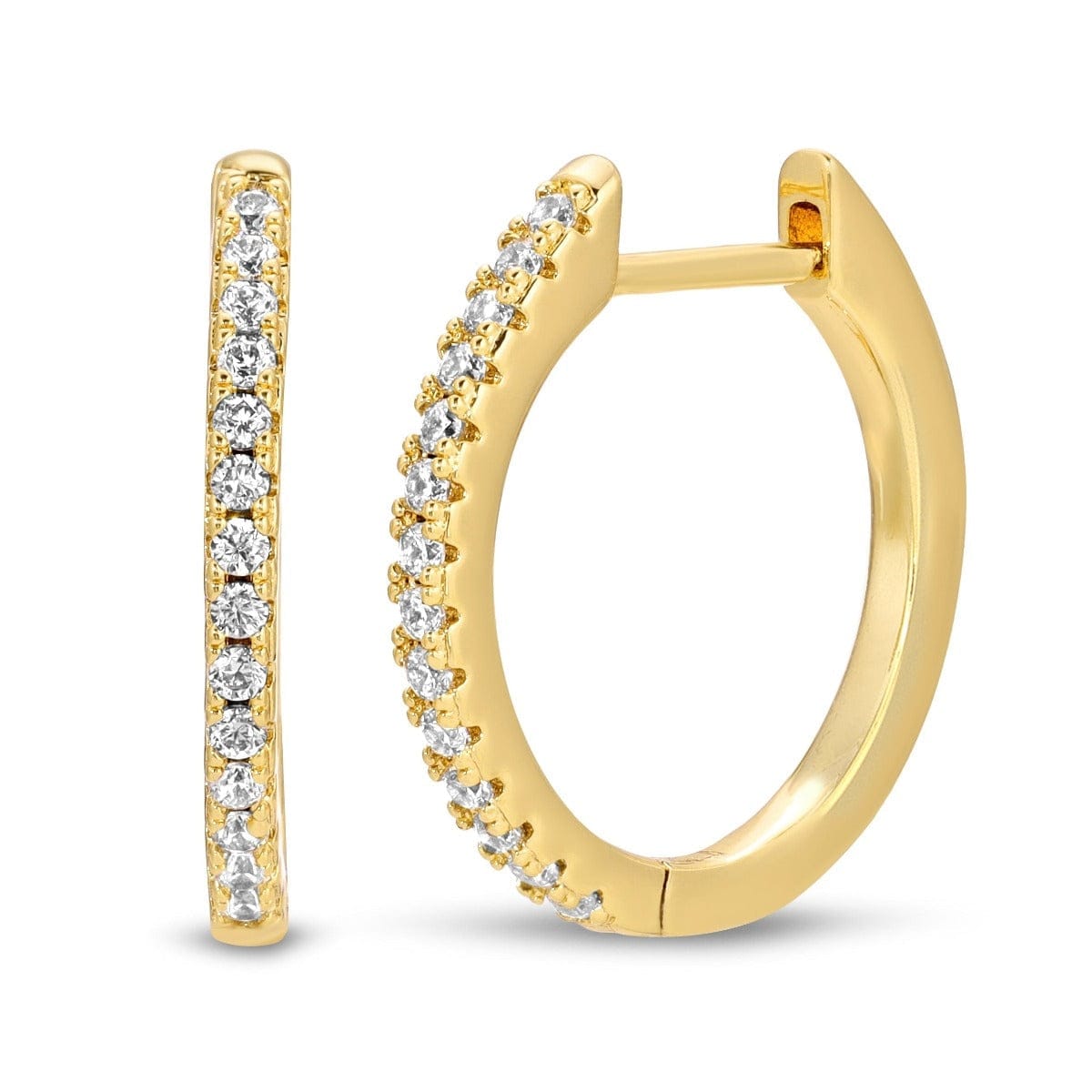 EAR-GPL Pavé Slim Huggie Hoop Earrings