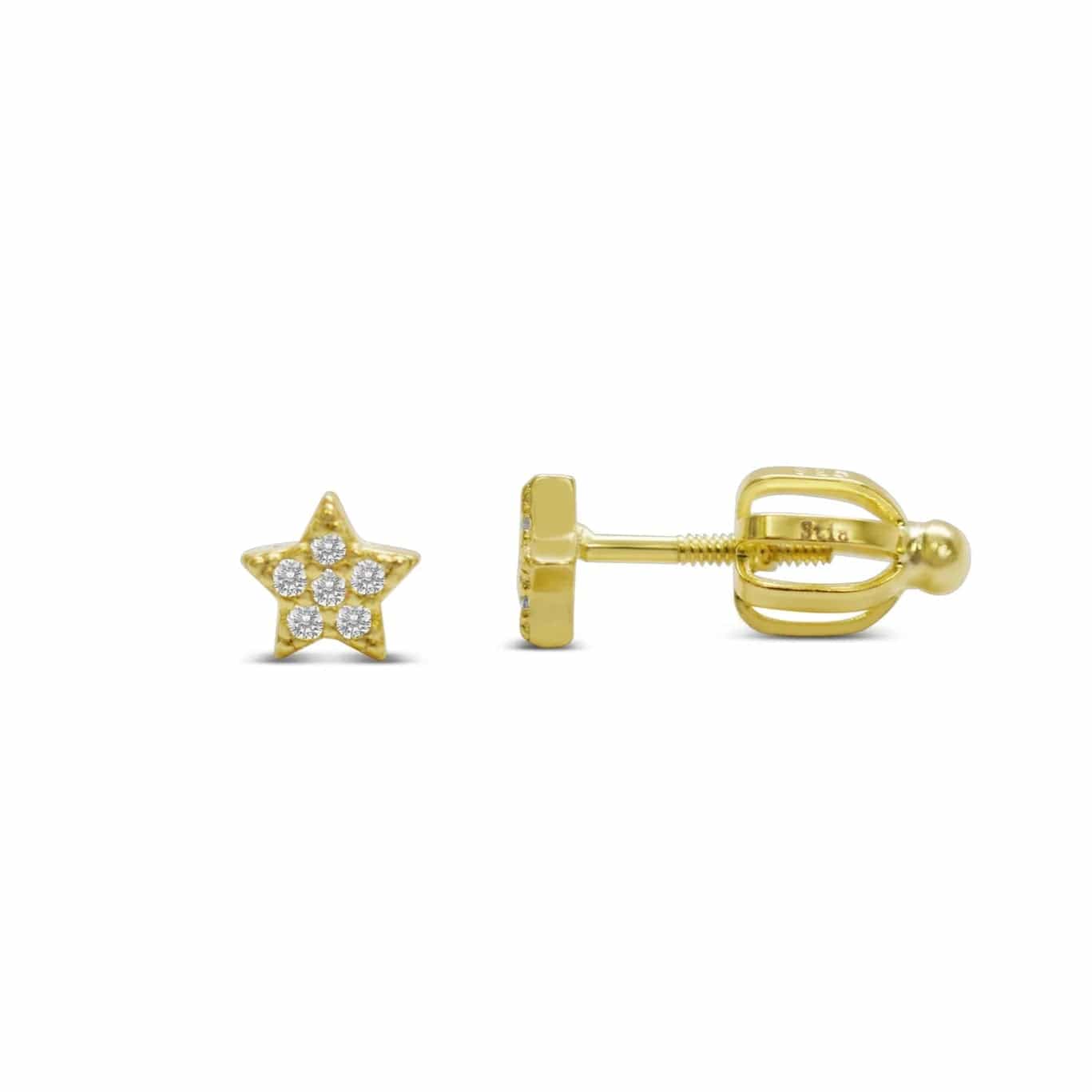 EAR-GPL Pave Star Stud Earrings Gold