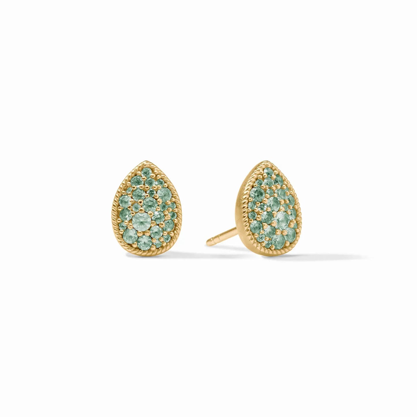 EAR-GPL Pavé Teardrop Stud - Aquamarine