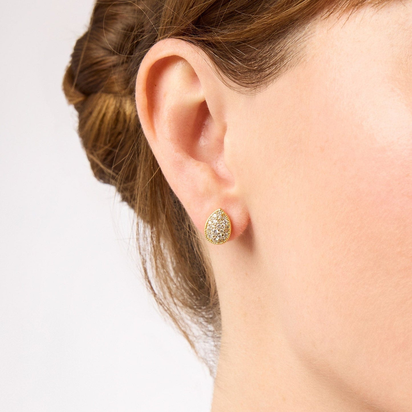 EAR-GPL Pavé Teardrop Studs Emerald