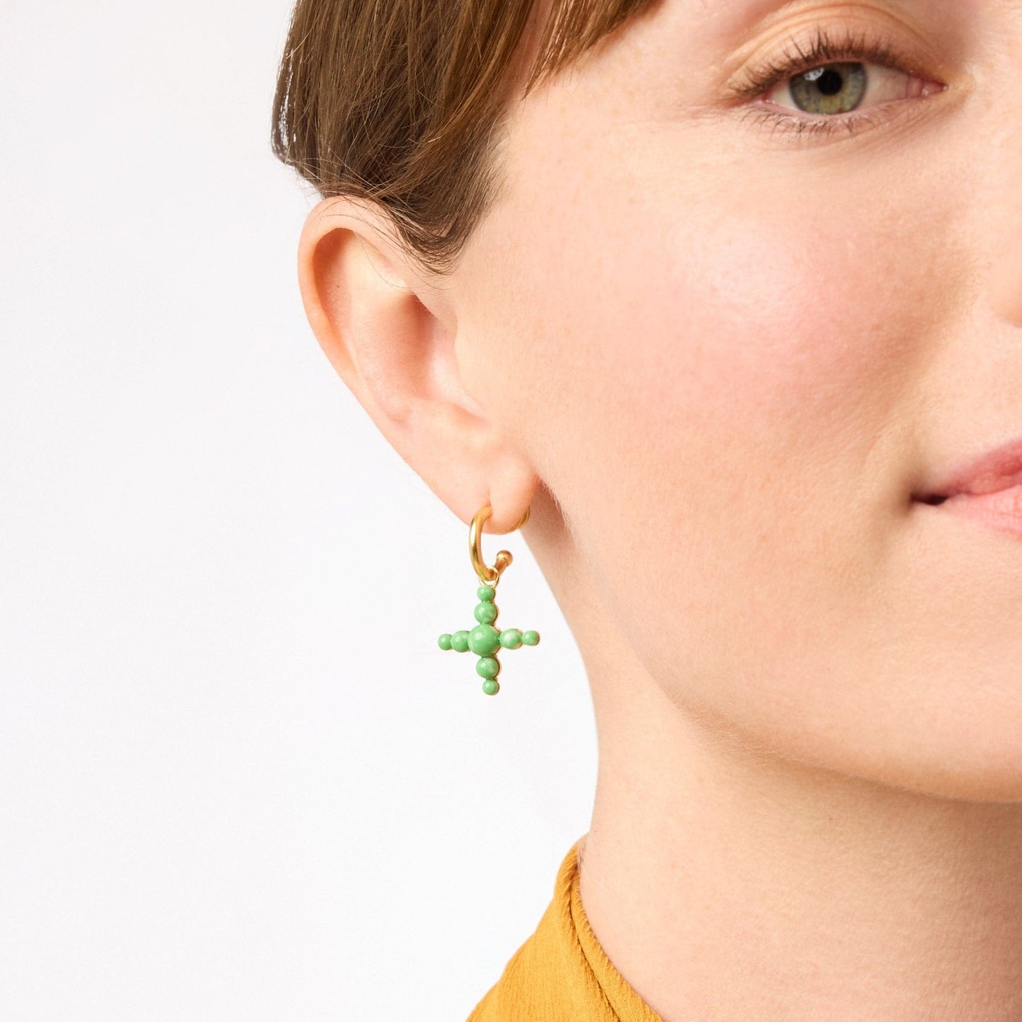 EAR-GPL Pearl Gumdrop Cross Hoop & Charm Earrings