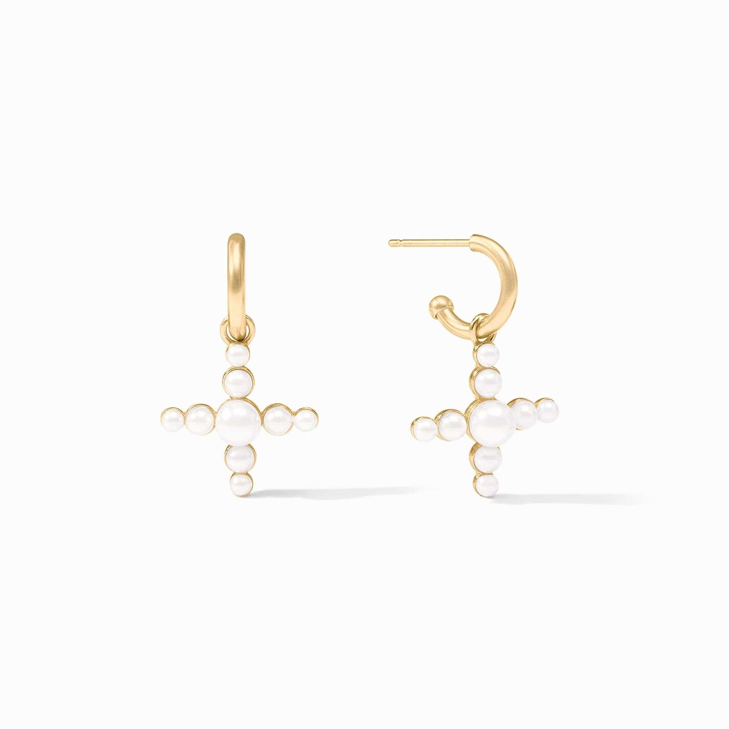 EAR-GPL Pearl Gumdrop Cross Hoop & Charm Earrings