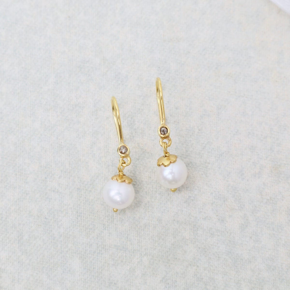 EAR-GPL Pearl on a Diamond French Hook Earrings