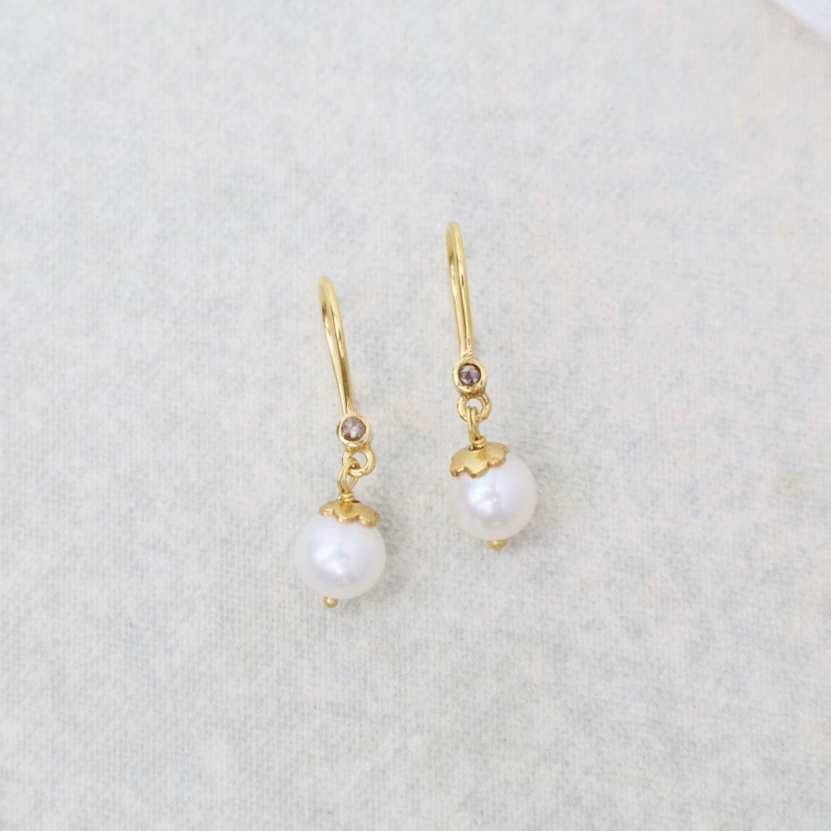 EAR-GPL Pearl on a Diamond French Hook Earrings