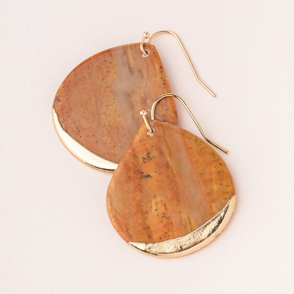 Dipped Teardrop Petrified Wood Earrings Dipped Teardrop Petrified Wood Earrings