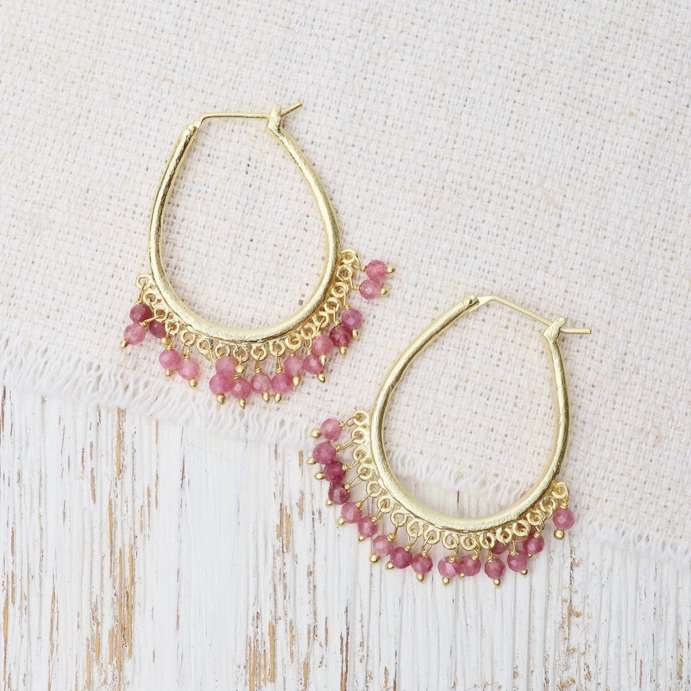 
                      
                        EAR-GPL Pink Tourmaline Beaded Hoops
                      
                    