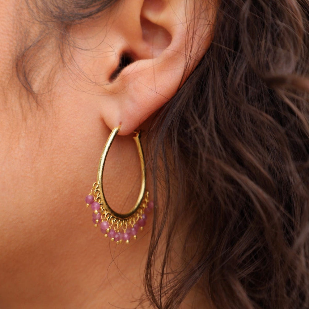 
                      
                        EAR-GPL Pink Tourmaline Beaded Hoops
                      
                    