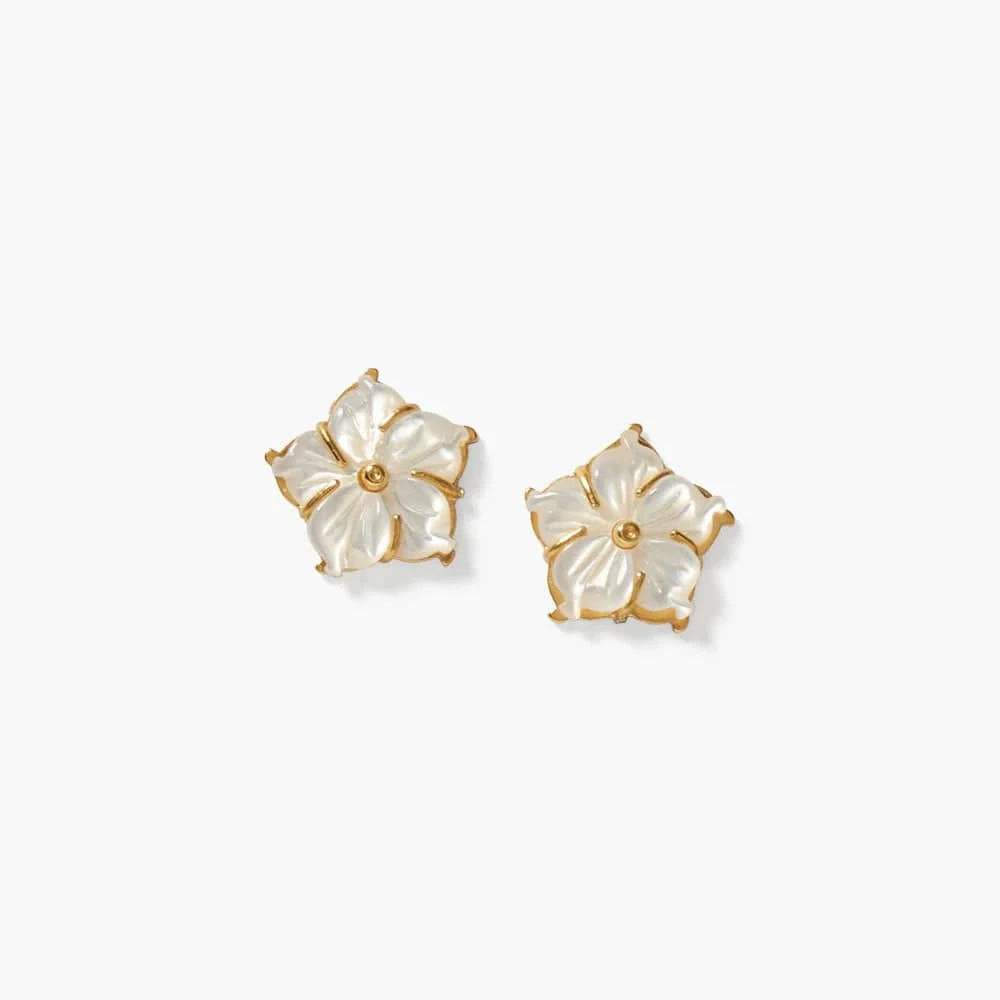 EAR-GPL Plumeria Stud Earrings White MOP