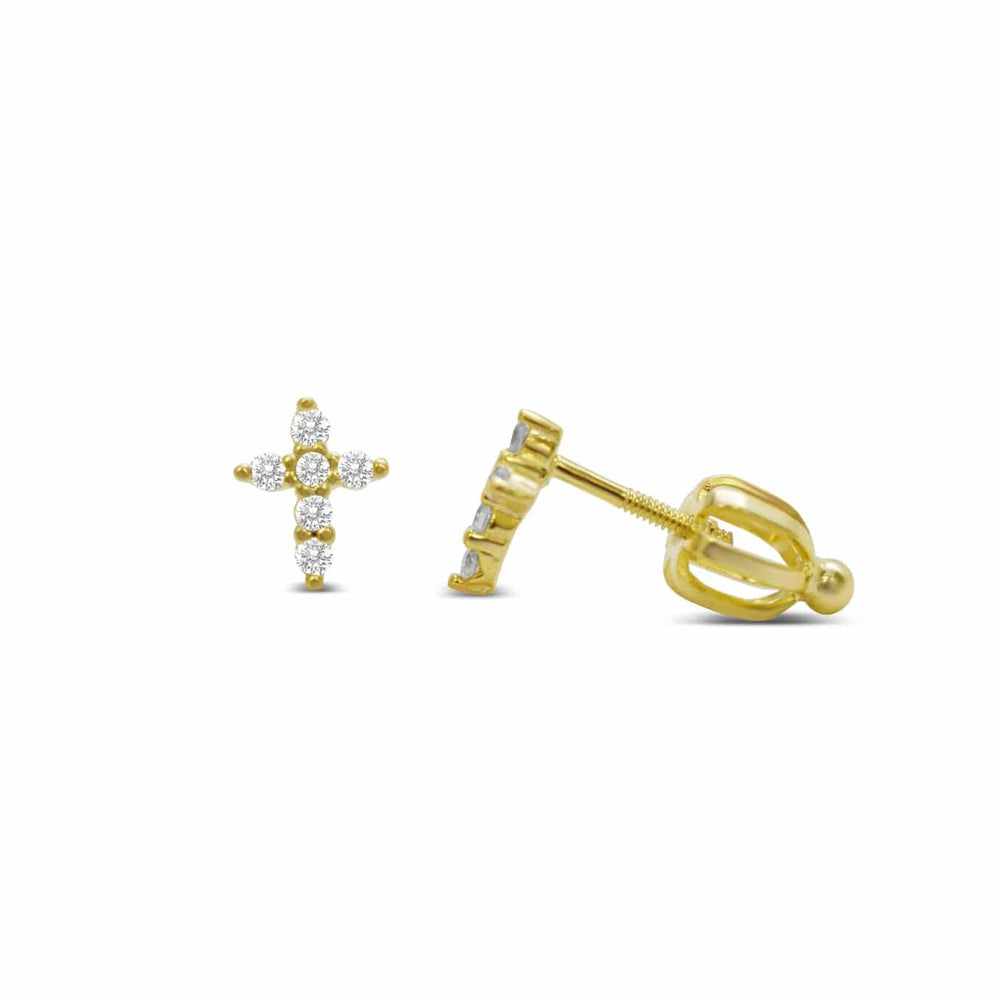 EAR-GPL Prong Cross Gold Earrings