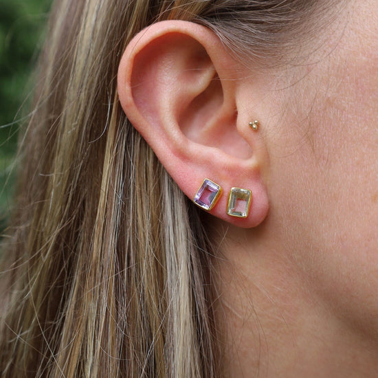 EAR-GPL Purple Amethyst Baguette Stud Earrings