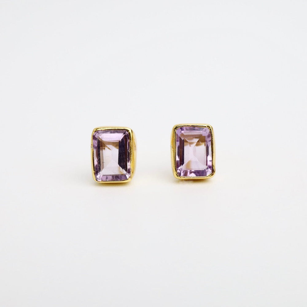 EAR-GPL Purple Amethyst Baguette Stud Earrings