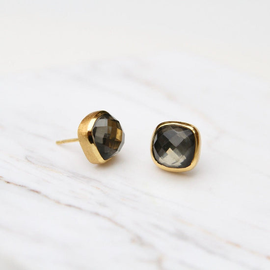 Load image into Gallery viewer, EAR-GPL Pyrite Asha Square Studs
