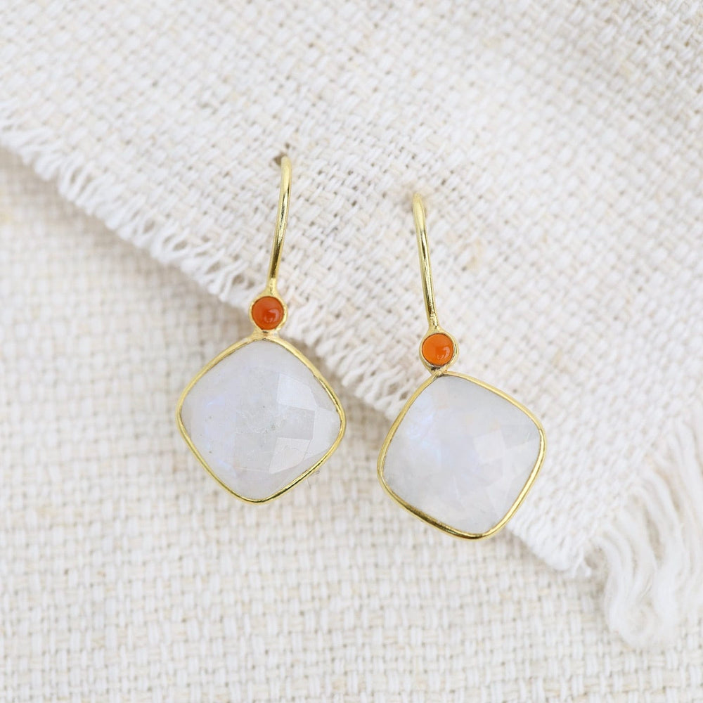 EAR-GPL Rainbow Moonstone & Carnelian Earrings