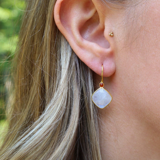 EAR-GPL Rainbow Moonstone & Carnelian Earrings